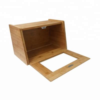 China Sustainable Bamboo Bread Storage Box W Clear Window for sale