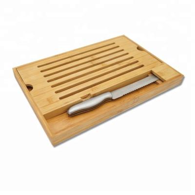 China Sustainable Removable Function Bamboo Bread Slicer And Knife Block Set With Bread Crumb Catcher for sale