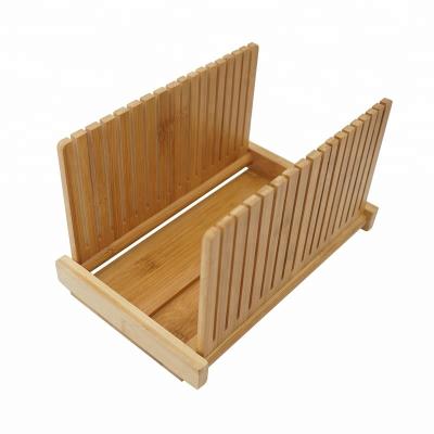 China Sustainable Wooden Folding Bread Slicer Accessory Bamboo Cutting Tool With Crumb Tray for sale