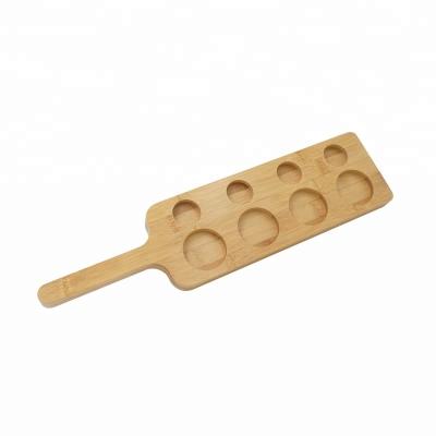 China Modern Customized Bamboo Beer Sampler Flight Pallet Wine Glass Rack Tray Flight Pallet Board Sample for sale