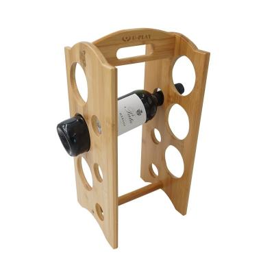 China Sustainable Standing Bamboo Rack Wine Rack Bamboo Wine Bottle Holder For 6 Wine Bottls for sale