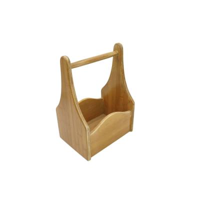 China Wholesale Viable 100% Natural Picnic Bamboo Cart 6 Pack Beer Bottle Display Box Carrier Stand for sale