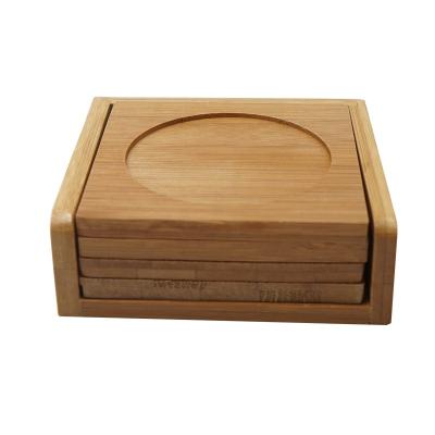 China Sustainable Bamboo Coasters 4 Packs With Backing 100% Natural Elegant Furniture Protection for sale