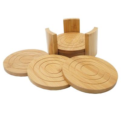 China Sustainable Wholesale Circle Round Bamboo Coaster Stand for sale