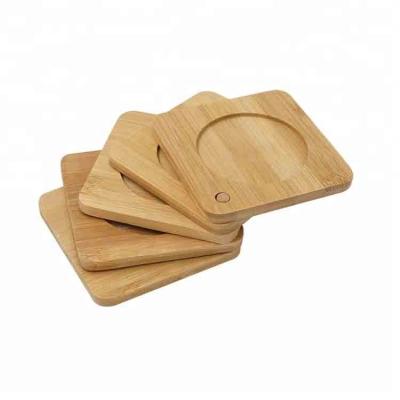 China Sustainable Engraved Bamboo Custom Coasters Set With Stand for sale