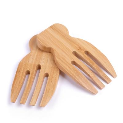 China Sustainable Salad Servers Sets Bamboo Salad Hands Bamboo Kitchen Helper Pack of 2 for sale