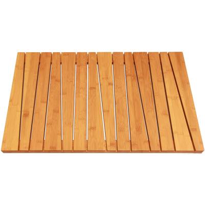 China Sustainable Natural Bamboo Irregular Bath Mat With Non Slip Feet for sale