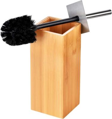 China Sustainable toilet brush with stainless steel handle and 100% bamboo wood holder for sale