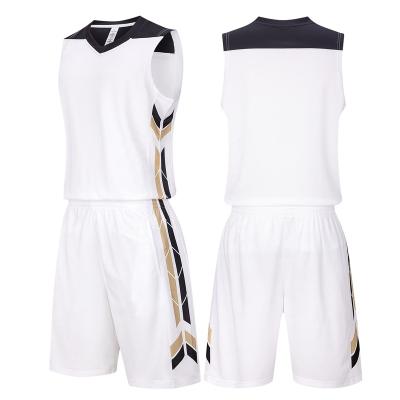 China 2023 Antibacterial New Design Basketball Uniform Set White Tracksuit Basketball Training Wear for sale