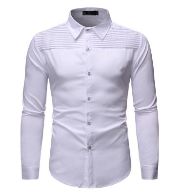 China Anti-pilling Mens Shirts Long Sleeves Stand Up Collar White Dress Shirts For Men for sale