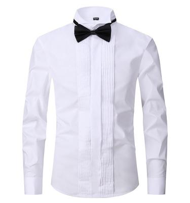 China OEM/ODM anti-pilling men's shirts long sleeves stand up collar tuxedo shirts white dress shirts for men for sale