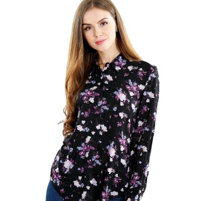 China New Fashion Ladies Anti-Shrink Blouses Women Slim Pattern Printed Blouse Office Work Wear Shirts Women for sale