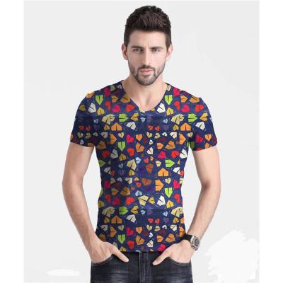 China Anti-Wrinkle 2021 Latest Fashionable Wholesale New Arrive Design OEM Factory Custom Printed 100% Cotton V-Neck Short Sleeve For Men's T-shirts for sale