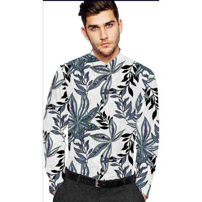 China New Men's Summer Shirt Cotton Style Print Beach Pure Hawaiian Shirt Men's Casual Anti-pilling Long Sleeve for sale