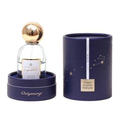 China Recyclable Custom Logo Printed Round Perfume Bottle Box Luxury Cylinder Perfume Gift Packaging Box for sale