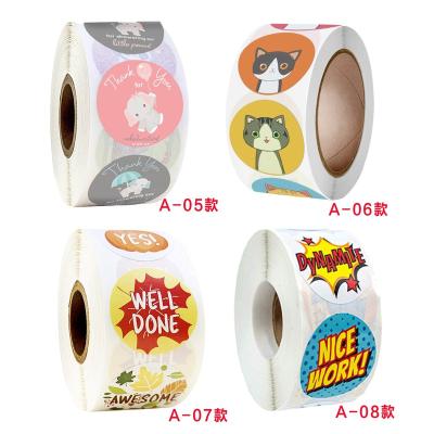 China 500 Pcs 8 Designs Heat Sensitive Cute Cartoon Animal Reward Sticker For Kids Game Toys Thank You Sticker Gift Bag Decor for sale