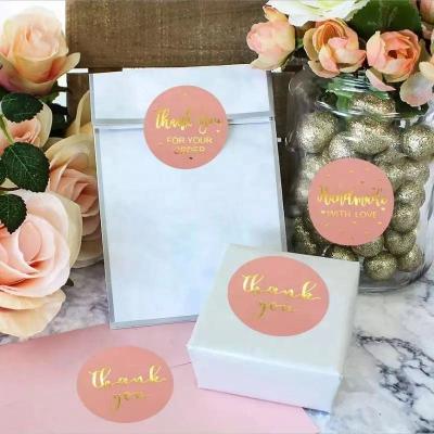 China Handmade 1.5 Inch Heat Sensitive Rose With Love Stickers With Gold Foil Around Adhesive Stickers For Wedding Christmas Gifts for sale