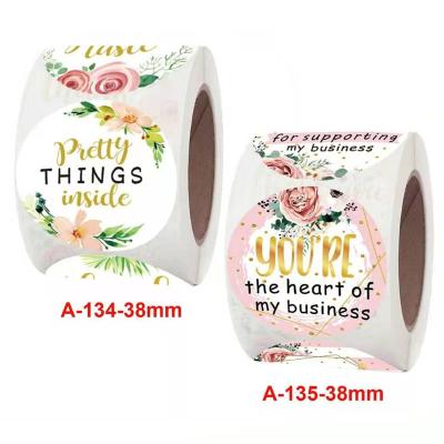 China 500Pcs Floral Waterproof Gift Stickers 1.5inch Sealing Round Thank You Stickers Festival Birthday Party Favor Decorations Labels for sale