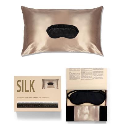 China 100% custom printed hidden zipper pillow case champagne mulberry silk pillowcase anti-static wholesale gift box for sale