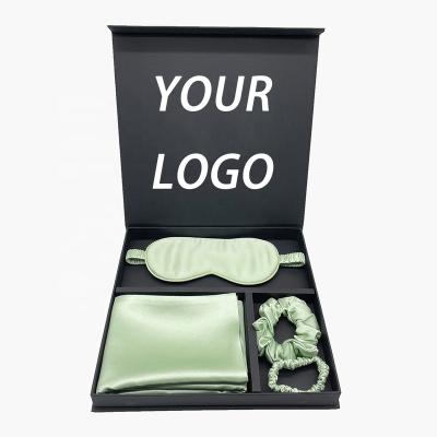 China Anti-Static Custom Silk Pillow Case Eye Logo Eye Logo Silk Scrunchie With Box Zipper 100% Pure Mulberry Silk Pillowcase Set for sale