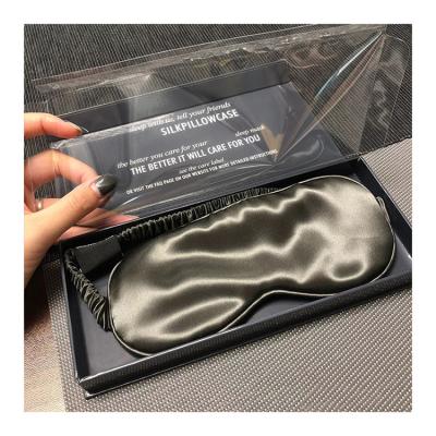 China 100% Real Private Label Custom Silk Eyemask Anti-Wrinkle Factory Logo Luxury Black Mulberry Silk Eye Mask Set For Sleep for sale