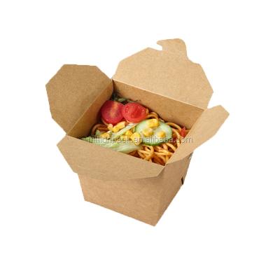 China Eco Friendly Disposable 16oz Kraft Paper Stored Biodegradable Disposable Takeaway Food Container for sale