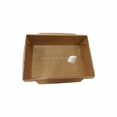 China Disposable 66MM Customer Print Take Away Kraft Paper Salad Box for sale