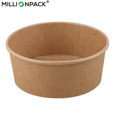 China Disposable / Biodegradable Paper Salad Bowl Packaging 1200ML Single Wall Customer Printing for sale