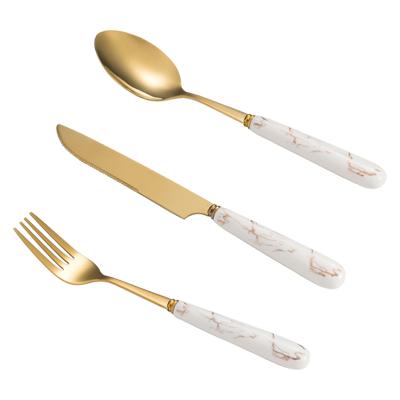 China Factory Direct Sale Stainless Steel Spoon Knife Fork Ceramic Handle Cutlery Luxury Flatware Set for sale