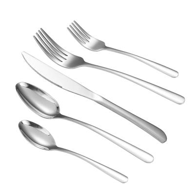 China Latest Design Viable Hotel Mirror Polish Silver Steel Flatware Forks And Spoons Set Stainless Steel Cutlery for sale