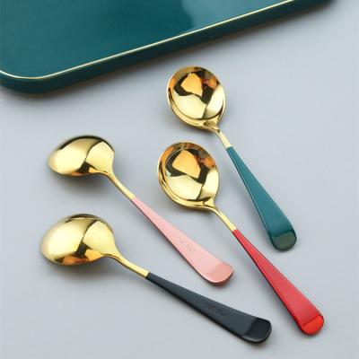 China Sustainable Hot Sale SS410 6 Piece Dinner Spoon Wedding Set Stainless Steel Gold Spoon Set for sale