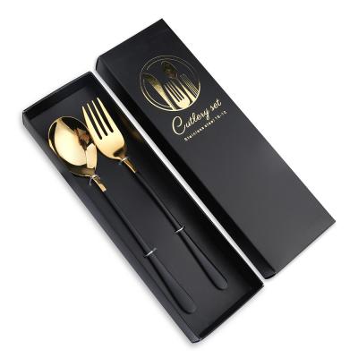 China Sustainable Luxury Reusable Korean 304 Stainless Steel Cutlery Set Stainless Spoons and Forks Gold Spoon and Fork Set for sale