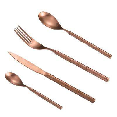 China Viable Wholesale 4 Pcs Dinner Spoons Forks Cutlery Set Rose Gold Wedding Cutlery Set Stainless With Box for sale