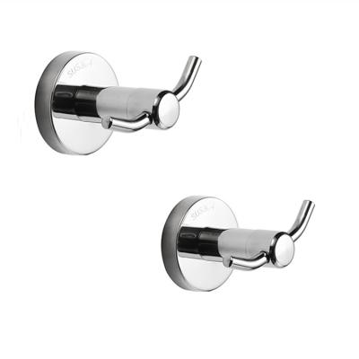 China Nordic Viable High Quality 304 Stainless Steel Home Bathroom Hotel Double Coat Robe Wall Hook for sale