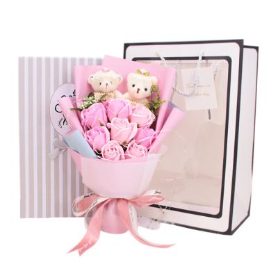 China Wholesale Mini Rose Teddy Bear Bouquet Flower Lovey Teddy Bear For Valentines Gift Plush Teddy Bear for sale