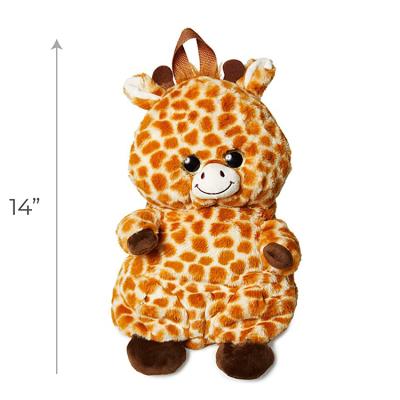 China Comfortable custom cute kids zoo 3d plush children boy girl giraffe animal backpack for school for sale