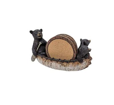 China Wholesale Rustic Custom Made Cup Coaster Wooden Coaster Cabin Decor Cabin Style Black Bear Style Wooden Coaster for sale