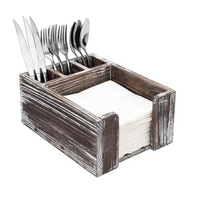 China CLASSIC Wholesale Custom Washed Gray Hotel Restaurant Kitchen Tableware Organizer Napkin Holder for sale