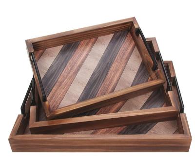 China Retro Rectangle Food Tray Home Decorative Brown Decorative Tray Wooden Hotel Hotel Tray Wholesale Custom Made for sale