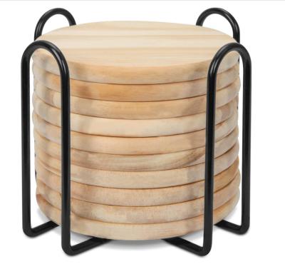 China Sustainable Wholesale Custom Natural Log Round Coasters Set Custom Coasters Wooden Coasters for sale