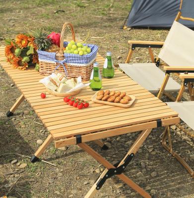 China Outdoor Folding Camping Portable Table Easy Carry Egg Roll Table Beech Folding Tables And Folding Chairs Outdoor Products for sale