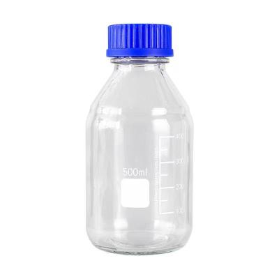 China Reagent Bottle Sample Blue Caps Lab Bottle For Solid And Liquid Narrow Wide Width Said Glass Bottles Mouth Lab for sale