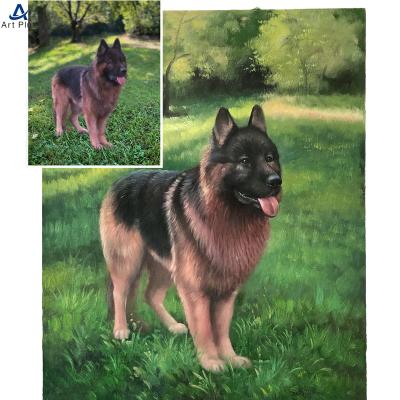 China Modern Personalized Hand Painted Animal Wall Art from Photo,  Canvas Oil Painting for Dog, Pig, Cat Pet for sale