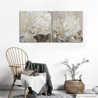 China Modern Goldfoilart Flower Canvas Wall Art Modern Abstract White Blooming Floral with Gold Foil Artwork for Home Living Room Bedroom for sale