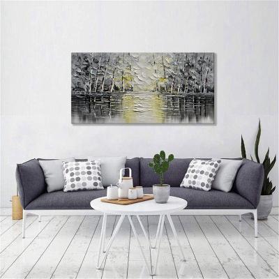 China Modern Handmade High Quality Artwork Tree Reflection Abstract Wall Art Oil Painting Canvas for Home Decor for sale