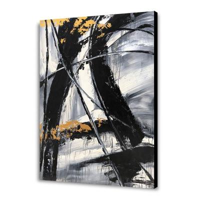 China Minimalist Black and White Modern Wall Art Abstract Oil Painting Large Art Canvas for Home Living Room Decor for sale