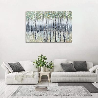 China Modern Canvas Oil Painting Art Birch Tree Landscape Nature Landscape Printing for Living Room Bathroom Kitchen Bedroom Home Decor for sale