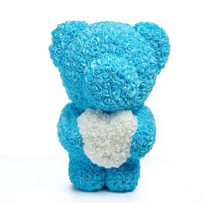 China Foam Rose Bear 55cm Handmade Flower Teddy Bear Tall Standing Teddy Rose Bear for sale