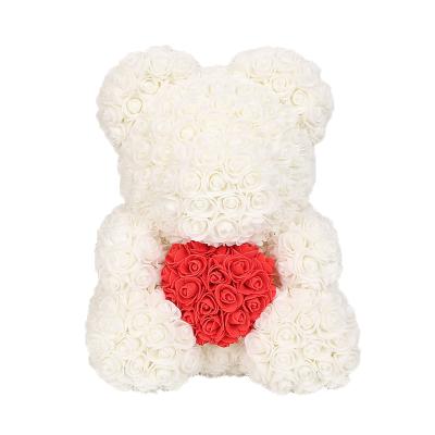 China Foam Rose Bear Wholesale Artificial Preserved Foam Rose Bear 40cm Eternal Rose Bear With Heart for sale