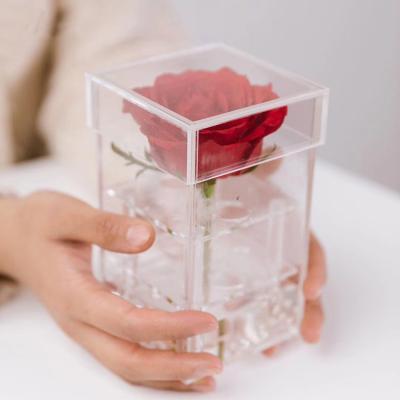 China High Quality Acrylic Flower Box With Lid Display Box Transparent Acrylic Preserved Flower Box 15 for sale